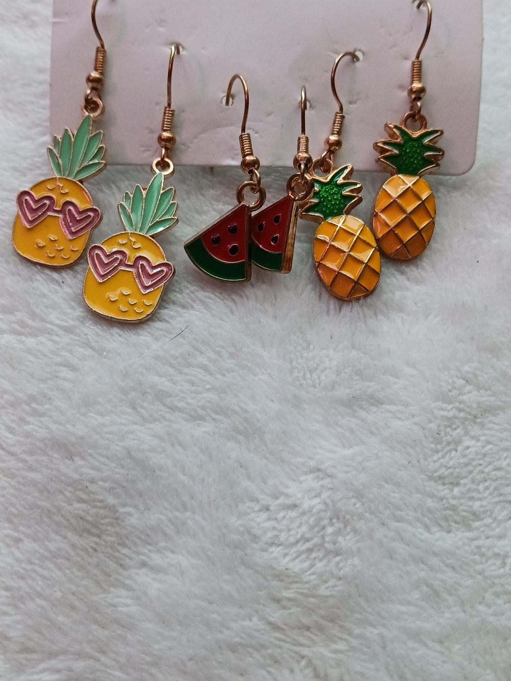 Fruit Charm Dangle Earrings - Pineapple, Sunglasses & Watermelon Set of 3 - NWT